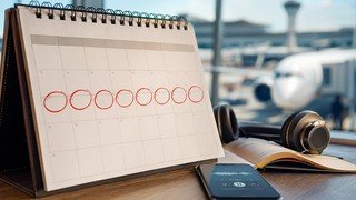 Página de um calendário de parede com vários dias seguidos marcados com um círculo vermelho, simbolizando o planejamento de um projeto ou curso ao longo do tempo.