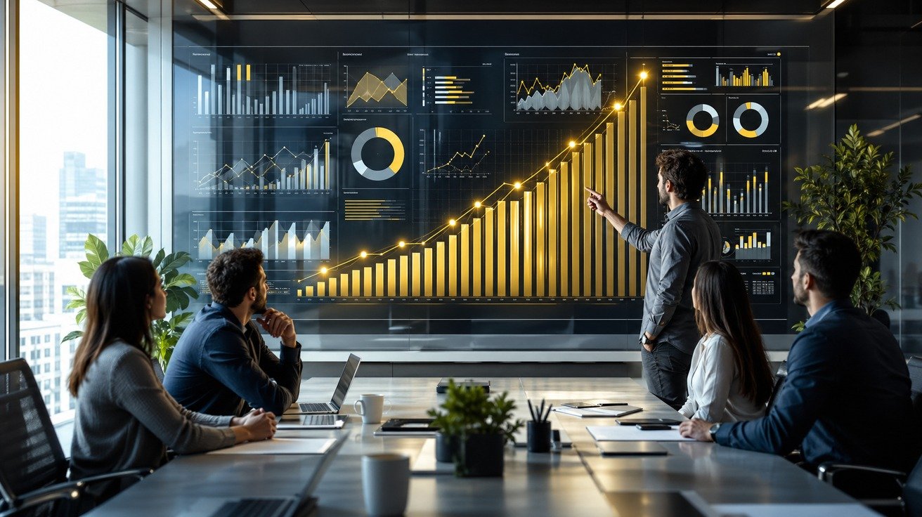 Representação visual de um cronograma de 60 dias se transformando em um dashboard de Power BI complexo, simbolizando o progresso do aprendizado ao longo do tempo.